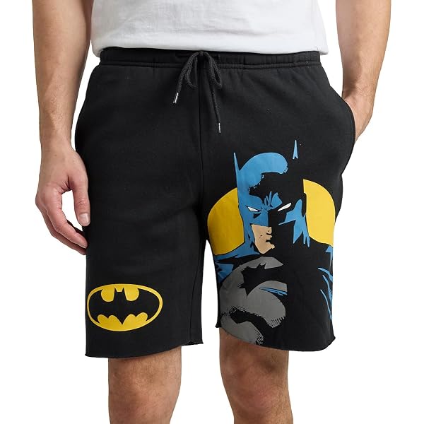 Batman Classic Bat Logo Men's Black Drawstring Sleep Pajama Shorts